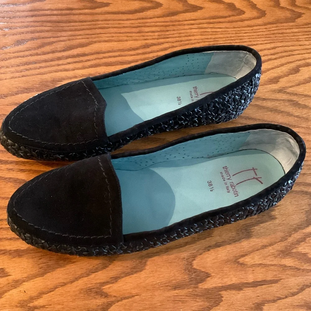 Thierry Rabotin Black Suede/Leather, Sacchetto Technique Loafers, Sz 8.5